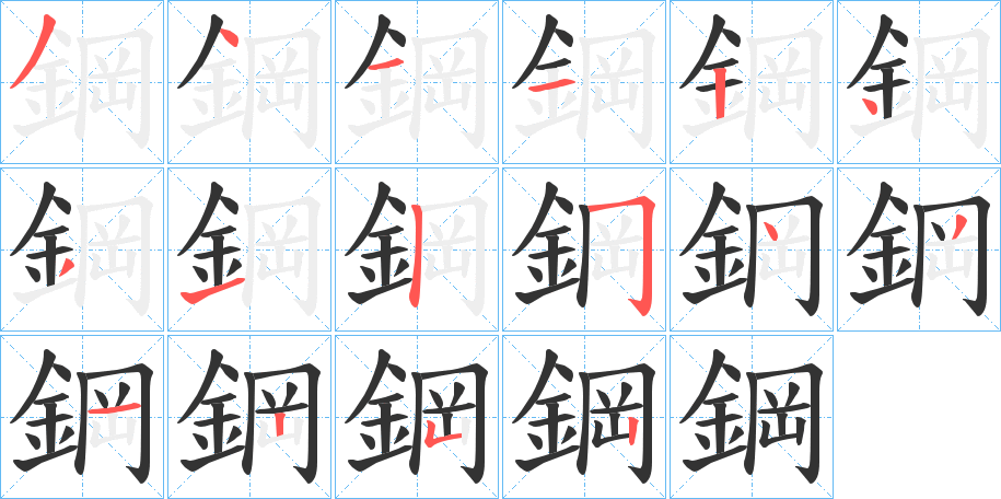 鋼的筆順筆畫